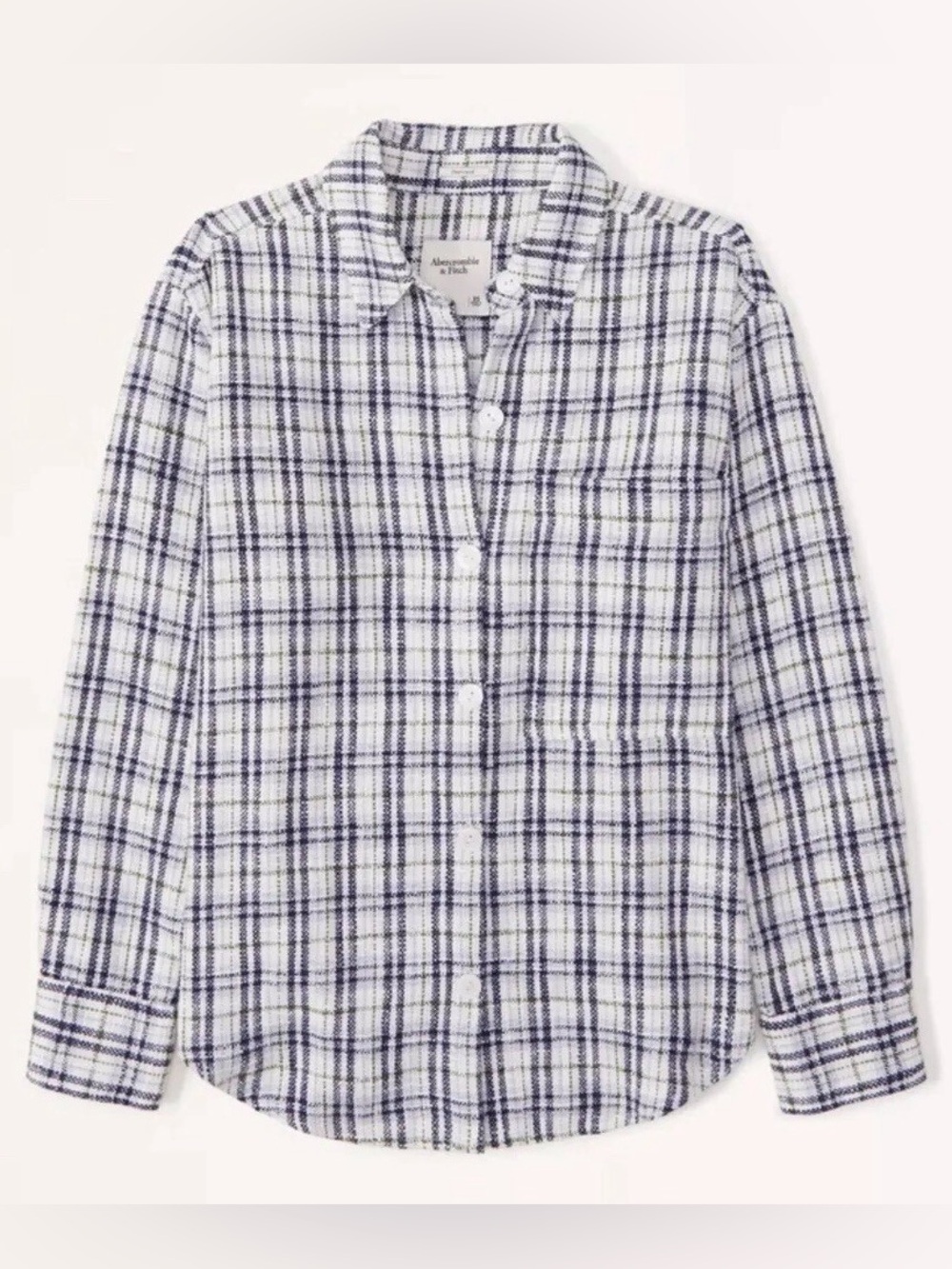 Abercrombie & Fitch Plaid Shirt Jacket Textured Tweed Shacket Oversized XL